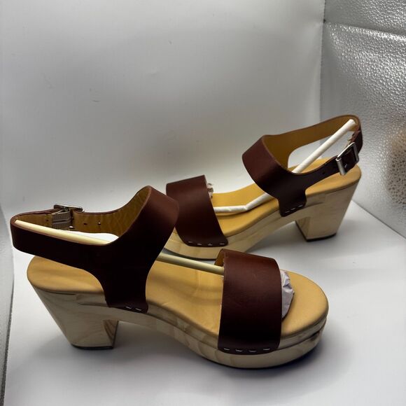 Nisolo Women’s Leather Wood Platform Sandals Size 6 Handmade in Mexico 3.5”Heel - Picture 6 of 11